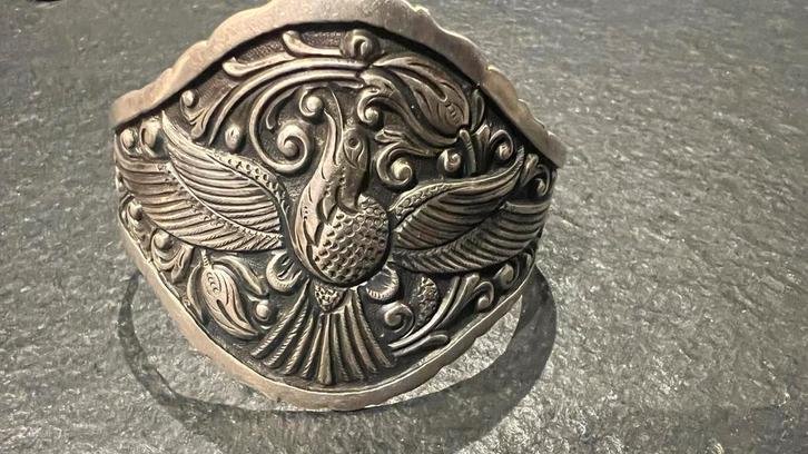 Sterling Zilveren Manchetarmband met Vogel Design, Sieraden, Tassen en Uiterlijk, Armbanden, Zo goed als nieuw, Zilver, Zilver