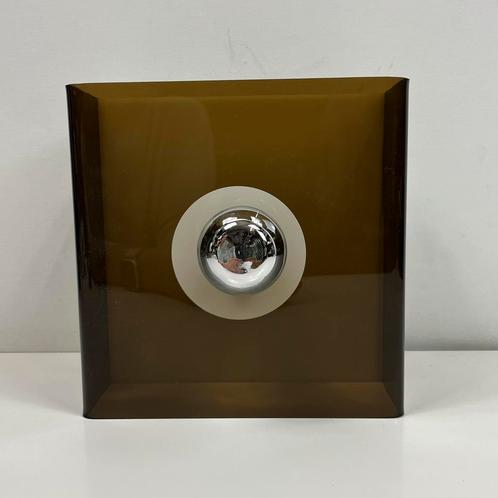 Retro wandlampje, plexiglas bruin - wit, Huis en Inrichting, Lampen | Wandlampen, Gebruikt, Overige materialen, Ophalen of Verzenden