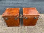 Twee prachtige Chesterfield koffers bijzet tafeltjes cognac, Gebruikt, Ophalen of Verzenden, 75 cm of meer, Rechthoekig