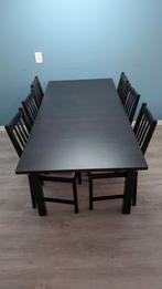 Ikea Bjursta uitschuifbare eettafel + 8 stoelen, Huis en Inrichting, Tafels | Eettafels, Ophalen, Gebruikt, 100 tot 150 cm, 50 tot 100 cm