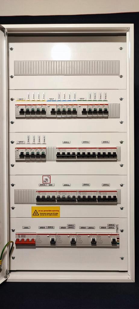 Groepenkast met ABB - 16 groepen + Zonnepanelen + 6 kracht, Doe-het-zelf en Verbouw, Elektra en Kabels, Nieuw, Overige typen, Ophalen of Verzenden