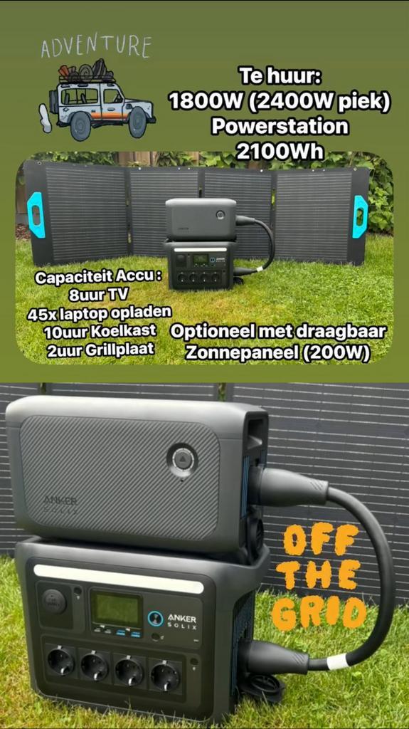 TE HUUR : Power Pakket (Power station met zonnepaneel), Telecommunicatie, Powerbanks, Zo goed als nieuw, Ophalen