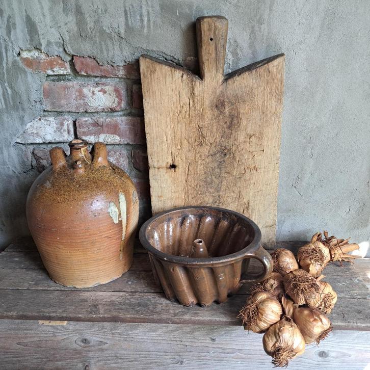 Oude Franse aardewerk kruik bakvorm puddingvorm *Etage3*, Huis en Inrichting, Woonaccessoires | Overige, Gebruikt, Ophalen of Verzenden
