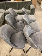 6 grijs suede stoffen eetkamerstoelen - metalen frame, Ophalen, ., ., .