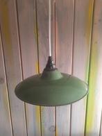 Groene Emaille Vintage Hanglamp, Gebruikt, Vintage, Ophalen of Verzenden, Metaal