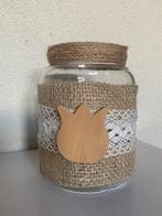 Glazen potje versierd, Huis en Inrichting, Woonaccessoires | Kandelaars en Kaarsen, Ophalen of Verzenden, Zo goed als nieuw, Overige materialen