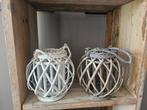 Houten Windlichten Set, Huis en Inrichting, Grijs, Gebruikt, Ophalen of Verzenden, Hout