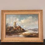 Pastoraal landschap met windmolen – Oscar Pletsch – 86x66 cm, Ophalen