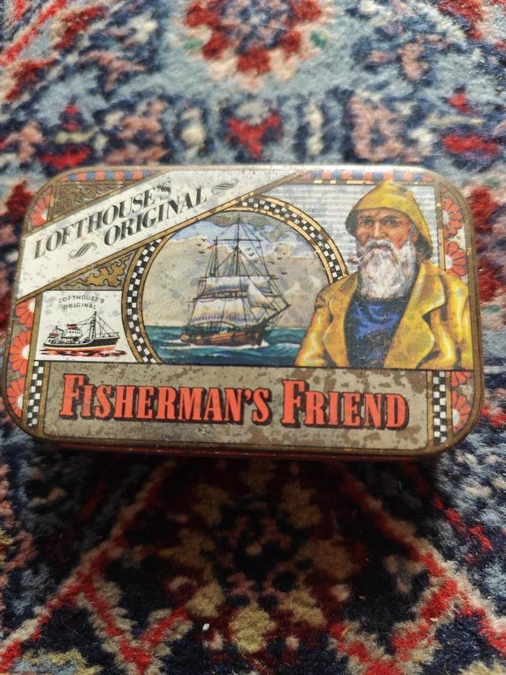 antiek blikje Fisherman's Friend, Verzamelen, Blikken, Gebruikt, Overige, Overige merken, Ophalen of Verzenden