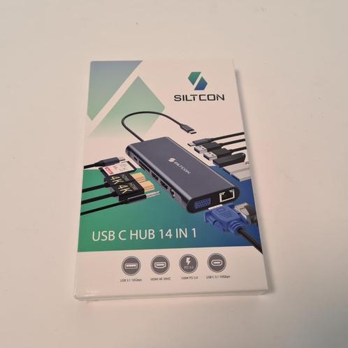 Siltcon 14 in 1 USB C Hub | Docking Station Laptop 2x HDMI 4, Computers en Software, Dockingstations, Zo goed als nieuw, Laptop