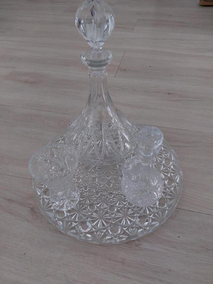 Kristallen likeurset met karaf en glaasjes, Antiek en Kunst, Antiek | Glas en Kristal, Ophalen