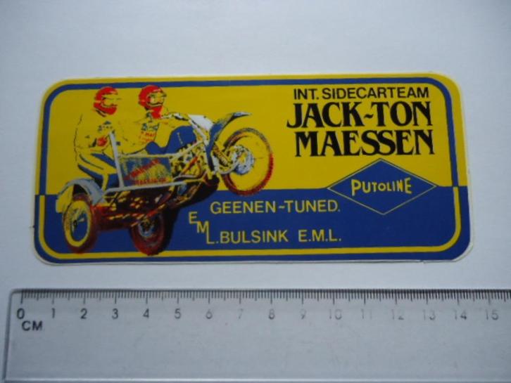 sticker oud Motorcross zijspan sidecar cross Jack Maessen to, Verzamelen, Stickers, Zo goed als nieuw, Bedrijf of Vereniging, Verzenden
