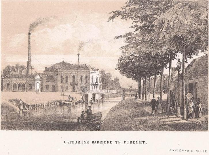 Catharijne Barrière te Utrecht Litho 1853 Catharijnesingel, Antiek en Kunst, Kunst | Etsen en Gravures, Ophalen of Verzenden