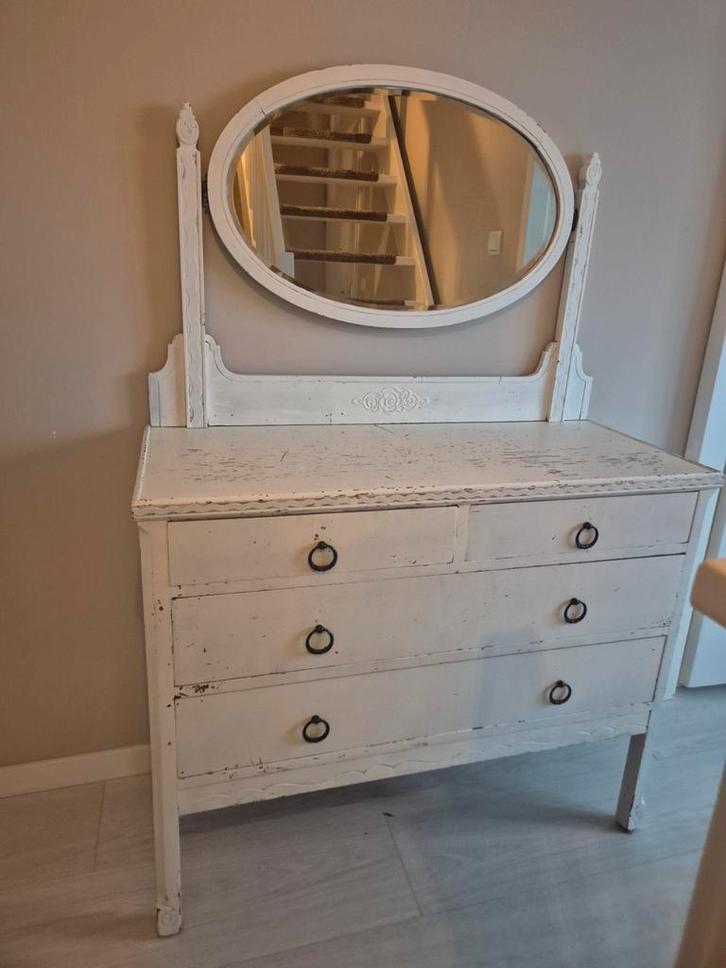Brocante Make-up Tafel met Spiegel - Lelystad, Antiek en Kunst, Antiek | Meubels | Kasten, Ophalen of Verzenden