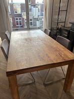 Houten eettafel met stoelen, Ophalen, Gebruikt, Eikenhout, 50 tot 100 cm