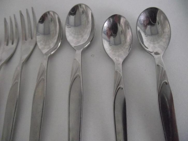 28 vintage SOLA PAOLA bestek 10 taartvork RVS 1940-1960 p s, Antiek en Kunst, Antiek | Bestek, Ophalen of Verzenden