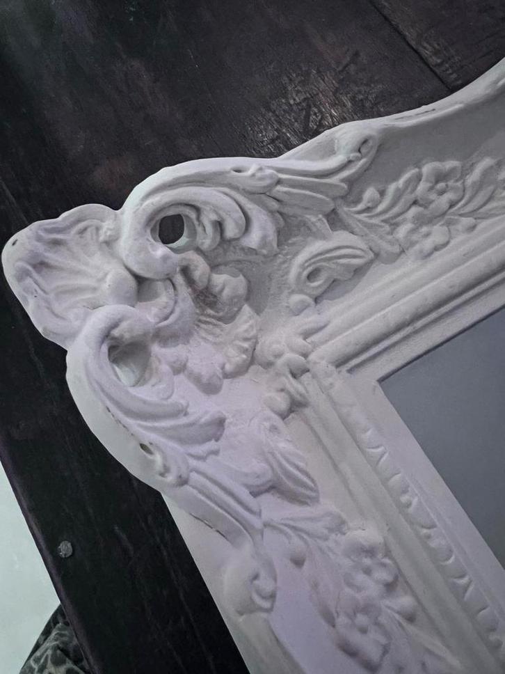 Witte Barok Spiegel, Huis en Inrichting, Woonaccessoires | Spiegels, Zo goed als nieuw, 50 tot 75 cm, Minder dan 100 cm, Rechthoekig