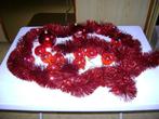 13 del rood kerstset dikke lametta slinger en 12 ballen, Diversen, Kerst, Ophalen of Verzenden, Zo goed als nieuw