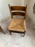 3 houten stoelen , biezen zitting. 20-er/30-er jaren, Antiek en Kunst, Ophalen of Verzenden