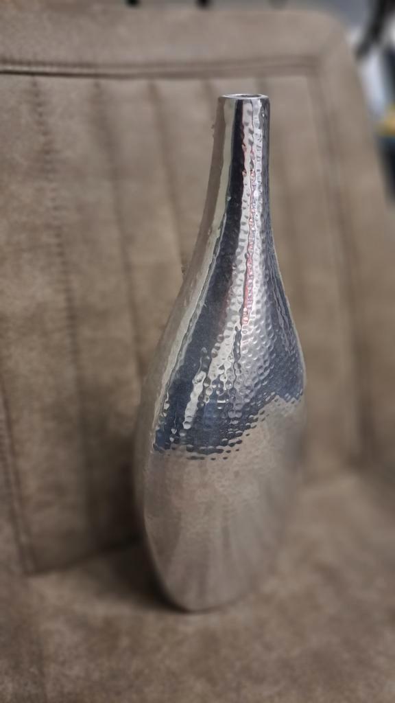 Prachtige Zilveren Vaas met Hoge Hals, Huis en Inrichting, Woonaccessoires | Vazen, Zo goed als nieuw, Overige kleuren, Minder dan 50 cm