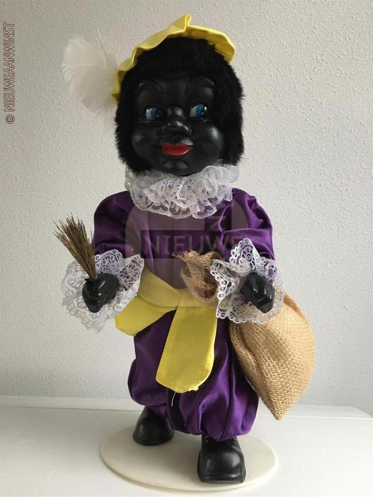 Authentieke vintage etalage zwarte Piet pop - 40cm, paars, Diversen, Sinterklaas, Verzenden
