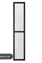 Ikea Oxberg Vitrinedeur (2x) - Zwart Eikenpatroon 40x192 cm, Ophalen, Minder dan 50 cm, Zwart, Zo goed als nieuw