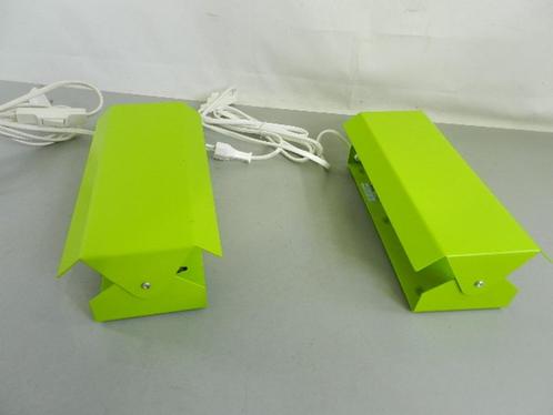 Set vrolijke vintage appelgroene wand lampjes bedlampjes, Huis en Inrichting, Lampen | Wandlampen, Zo goed als nieuw, Metaal, Ophalen of Verzenden