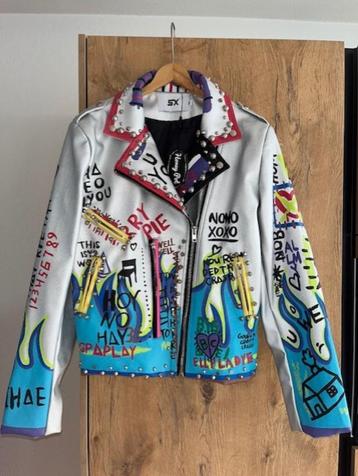 NIEUW Honey Pot SX bikerjasje 3XL=44/46 graffiti punk studs beschikbaar voor biedingen