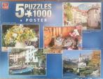 King 5 puzzeldoos 5 x 1000 pc 1 stukje ontbreekt, Ophalen of Verzenden