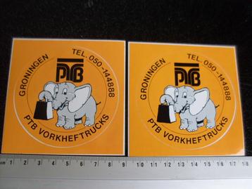2x sticker PTB vorkheftrucks groningen logo heftruck  beschikbaar voor biedingen