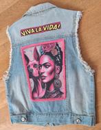 Frida Kahlo dames spijkerjasje, jeansjasje, denim, upcycled, Kleding | Dames, Ophalen of Verzenden, Zo goed als nieuw, Maat 38/40 (M)