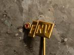 Gouden FNV speldje met robijn, Overige merken, Gebruikt, Ophalen of Verzenden, Goud