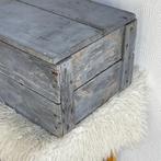 Brocante vintage grijze eierkist opbergkist speelgoedkist, Minder dan 50 cm, Gebruikt, 50 tot 100 cm, Onbekend
