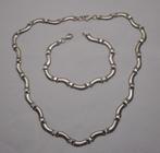 Zilveren modernist set collier met armband nr.186, Sieraden, Tassen en Uiterlijk, Verzenden, Zo goed als nieuw, Zilver, Zilver