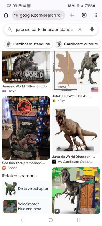Gezocht dinosaurus jurassic park jurassic world standee kart beschikbaar voor biedingen