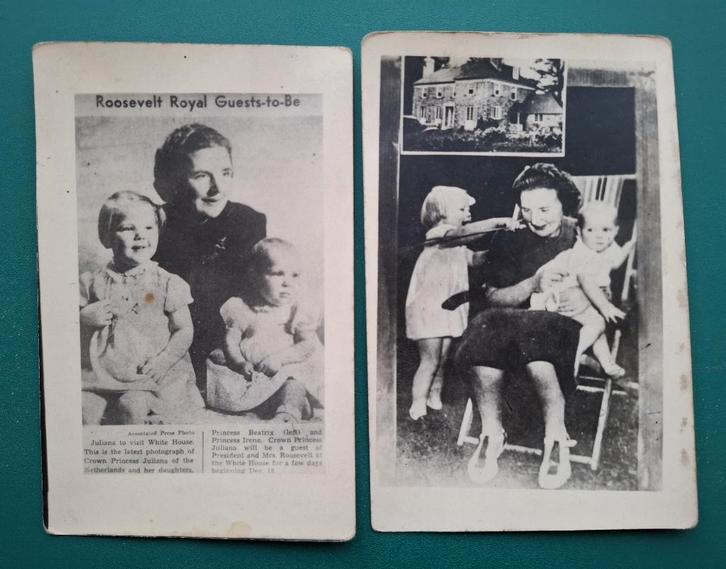 foto's Juliana en kinderen Beatrix en Irene - rond 1941, Verzamelen, Koninklijk Huis en Royalty, Zo goed als nieuw, Kaart, Foto of Prent