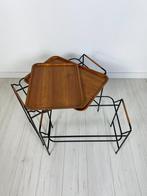 Vintage Teakhout Bijzettafel Silva Sweden jaren 60 retro, 45 tot 60 cm, Zo goed als nieuw, Rechthoekig, Hout