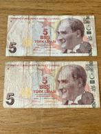 Turkijke 5 lira biljet, Ophalen of Verzenden, Midden-Oosten, Setje