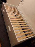 Brimnes ikea bed ombouw 90x200 wit lades opbergruimte, Ophalen, 90 cm, Eenpersoons, Wit