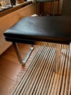 Voetenbankje zwart leer en chroom, Ophalen, Gebruikt