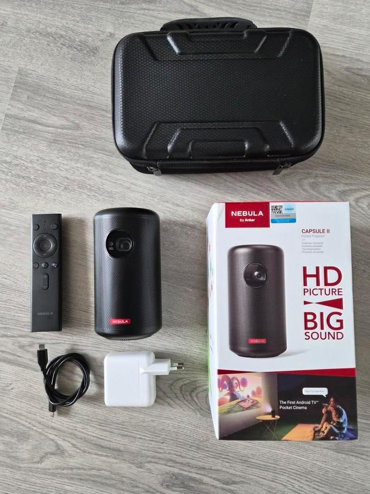 # Anker Nebula Capsule II + accesoires # ✅, Audio, Tv en Foto, Beamers, Zo goed als nieuw, LED, HD (720), Ophalen of Verzenden
