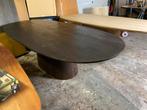 Deens ovale tafel 250x110 - donkerbruin massief hout, Ophalen, 100 tot 150 cm, Vijf personen of meer, Ovaal