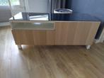 IKEA Besta TV meubel met glasplaat deur en lade, Huis en Inrichting, Kasten | Televisiemeubels, Ophalen, Overige materialen, Gebruikt
