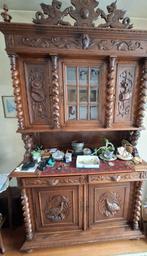 Monumentale antieke eiken buffetkast rijk gesneden 19e eeuw, Antiek en Kunst, Ophalen