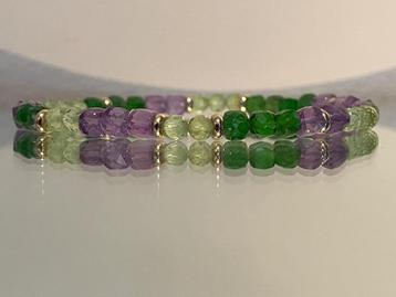 Edelsteen armband peridoot, chrome diopside, amethist beschikbaar voor biedingen