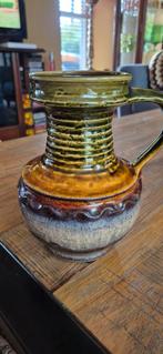 Vintage West Germany Vaas - Groen/Bruin - 20cm, Ophalen of Verzenden
