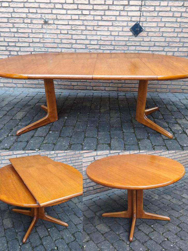 Prachtige Deense vintage jaren 60 uitschuifbare eettafel, Huis en Inrichting, Tafels | Eettafels, Gebruikt, 100 tot 150 cm, 200 cm of meer