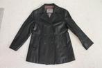 Zwart leren parka jas, echt leer, gevoerd, maat 42, Ophalen of Verzenden, Gedragen, Maat 42/44 (L), Zwart