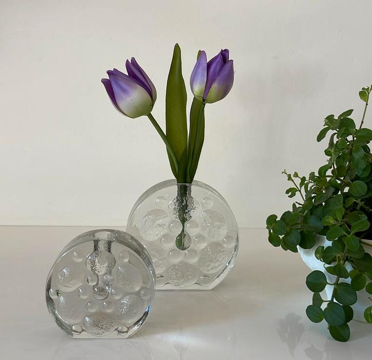 2 Walther Glas kristallen solifleur vazen, Antiek en Kunst, Antiek | Glas en Kristal, Ophalen of Verzenden