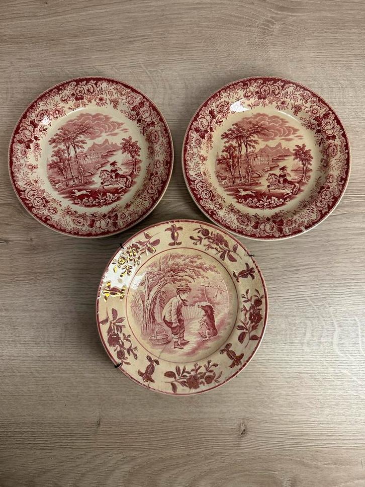 Set van 3 vintage borden Petrus Regout (Maastricht), Antiek en Kunst, Antiek | Schalen, Ophalen of Verzenden